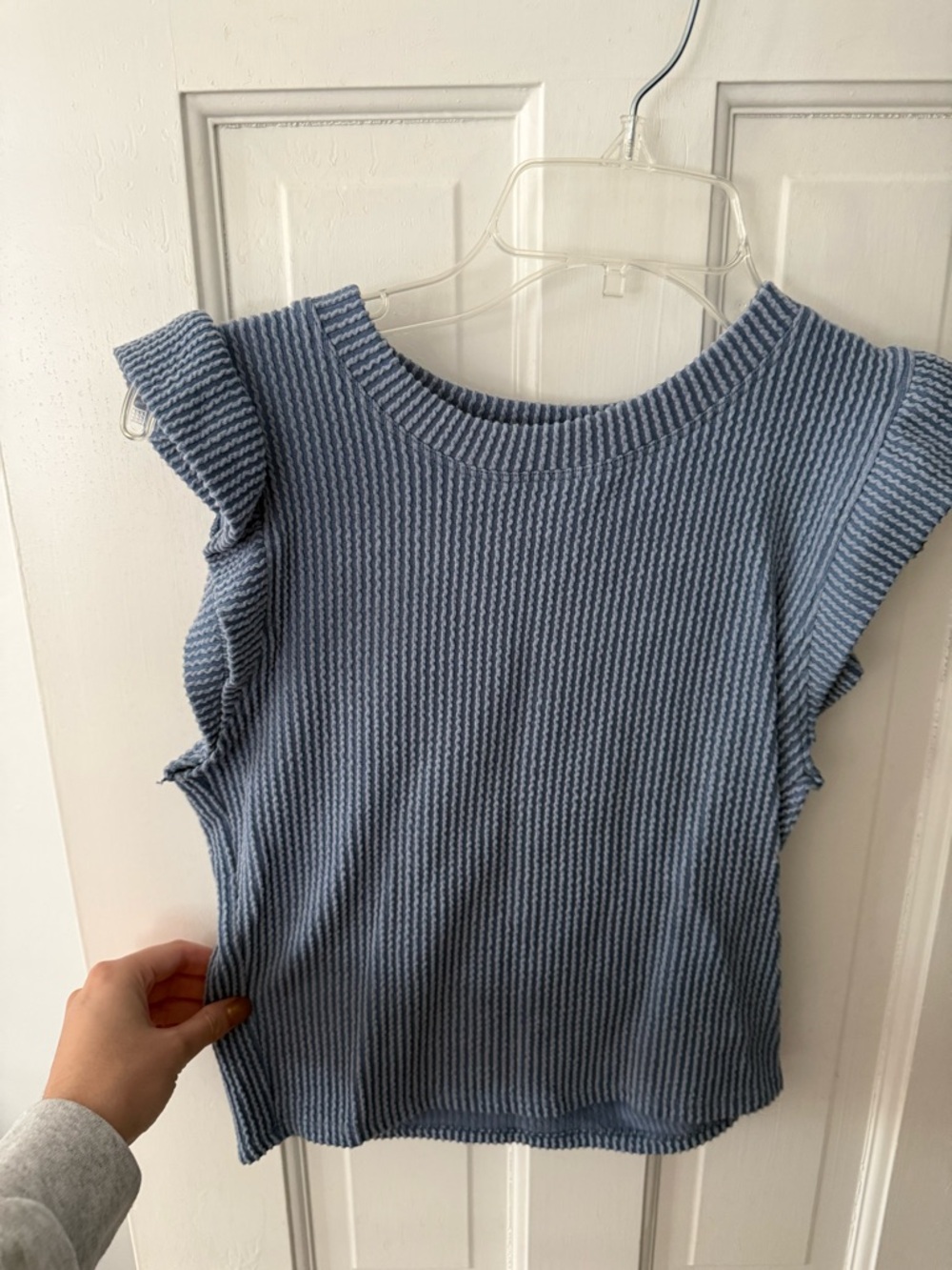 Moa Moa Ribbed Knit Tank Top in Dusty Blue